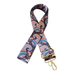 Paisley Black Blue Guitar Crossbody Strap